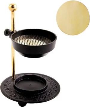 NKlaus Räucherstövchen Räucherstövchen Messing Schwarz-Gold modern für Flüssige Weihrauchharz, Räucherstövchen