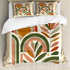 Abakuhaus Bettwäsche Top Qualität Weich und Warm 3 Teiligen Bettbezug mit 2 Kissenbezüge, Microfaser, Monstera Abstrakte Kunst Riesiges Blatt
