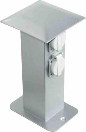 MCJ Steckdosensäule, Metall, silber, 4Steckd, ohne Schaltfunktion, 295x150 Steckdosenleiste