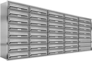 AL Briefkastensysteme Wandbriefkasten 37 Fach Premium Edelstahl Unterputz Briefkasten A4 modern wetterfest
