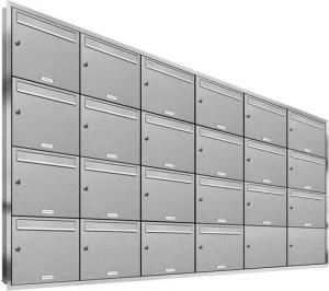 AL Briefkastensysteme Wandbriefkasten 22 Fach Premium Edelstahl Unterputz Briefkasten A4 modern wetterfest