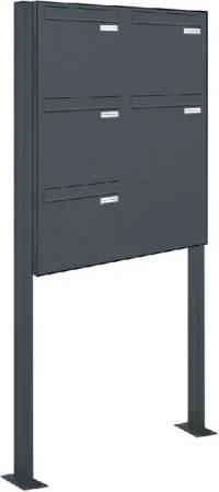 AL Briefkastensysteme Durchwurfbriefkasten 5 Fach Premium Briefkasten A4 in RAL 7016 Anthrazit Grau wetterfest
