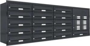 AL Briefkastensysteme Wandbriefkasten 16 Fach Premium Unterputz Briefkasten RAL 7016 Anthrazit wetterfest