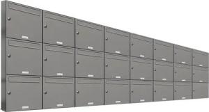 AL Briefkastensysteme Wandbriefkasten 23 Fach Premium Briefkasten A4 in RAL 9007 Aluminium Grau wetterfest