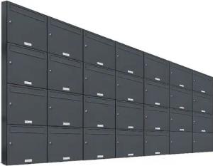 AL Briefkastensysteme Wandbriefkasten 26 Fach Premium Briefkasten A4 in RAL 7016 Anthrazit Grau wetterfest