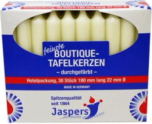 Jaspers Kerzen Tafelkerze Boutique-Kerzen Hotelpackung elfenbein 30er Pack durchgefärbt