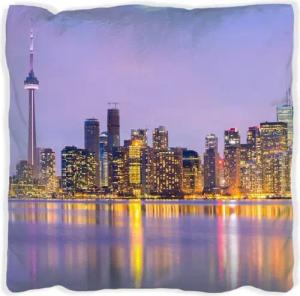 Wallario Dekokissen Toronto Skyline - Kanada am Abend, handgenäht