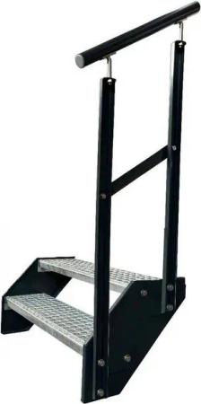 Kaminbau Mierzwa Außentreppe Premium Treppe Anthrazit mit und ohne Geländer, für Geschosshöhen bis 38.00 cm, Stufen Gitterroststufen nach DIN 24531, (Höhe 38 cm, Stufenbreite und Geländerart wählbar), Gartentreppe Stahltreppe Wetterfest Rostfrei Feuer-Ver