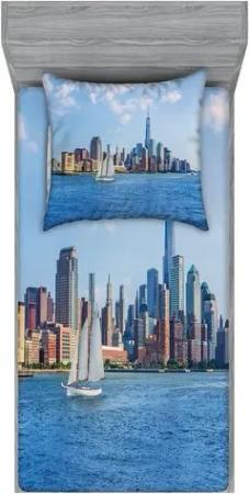Abakuhaus Bettwäsche bedrucktes 2-teiliges Bettwäscheset, Microfaser, New York City New York Sonnenschein