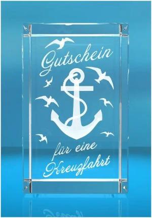 Dekofigur 3D Glasquader I Heimathafen Gutschein Kreuzfahrt, Hochwertige Geschenkbox, Made in Germany, Familienbetrieb