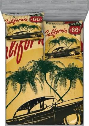 Abakuhaus Bettwäsche bedrucktes 3-teiliges Bettwäscheset, Microfaser, Retro California Werbung