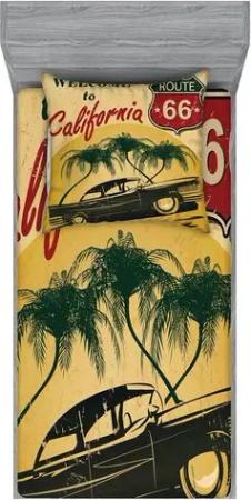Abakuhaus Bettwäsche bedrucktes 2-teiliges Bettwäscheset, Microfaser, Retro California Werbung