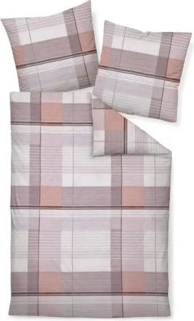 Janine Bettwäsche Janine Feinbiber Bettwäsche Davos 200x200 Karo rosa taupe grau 65122-, Feinbiber, 3 teilig