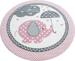 Stilvoll Günstig Kinderteppich für Spiel-Kinderzimmer Elefanten-Design für Jungs und Mädchen, Rund, Höhe: 11 mm