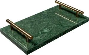 MAGNA Atelier Dekotablett NOTTING HILL aus Marmor, Serviertablett eckig, silber gold Metallgestell, 30cmx17cmx5cm