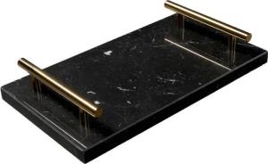 MAGNA Atelier Dekotablett NOTTING HILL aus Marmor, Serviertablett eckig, silber gold Metallgestell, 30cmx17cmx5cm