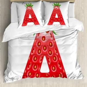 Abakuhaus Bettwäsche Milbensicher Allergiker geeignet mit Kissenbezügen, Microfaser, Buchstabe a Fun Strawberry Theme