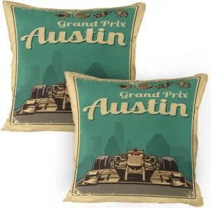 Abakuhaus Kissenbezüge Dekorativer Quadratisch Gedruckter Kissenbezug, (2 Stück), Austin Grand Prix Texas Rennwagen