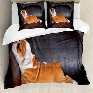 Abakuhaus Bettwäsche Milbensicher Allergiker geeignet mit Kissenbezügen, Microfaser, Englische Bulldogge Resting Welpen