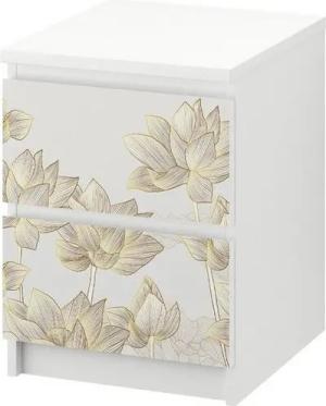MyMaxxi Möbelfolie Kommodenaufkleber Malm Abstrakt gezeichnete Blumen gold weiß Folie
