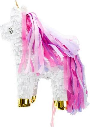 partydeco Pinata, Piñata Einhorn 34x24x9cm zum Befüllen Weiß / Pink