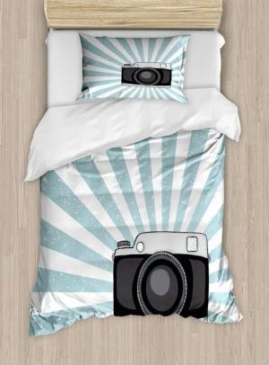 Abakuhaus Bettwäsche Top Qualität Weich und Warm 3 Teiligen Bettbezug mit 1 Kissenbezüge, Microfaser, Kamera Retro-Pop-Art-Art-Foto