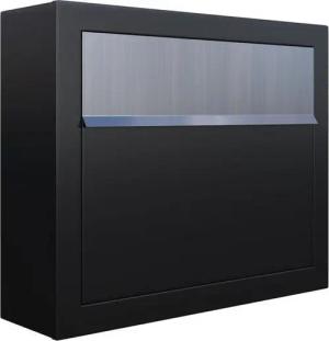 Bravios Briefkasten Briefkasten Elegance Schwarz mit Edelstahlklappe