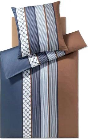 JOOP! Bettwäsche Cornflower Stripes Deep Ocean 4069 28 Mako Satin, Mako-Satin, 3 teilig, Cornflower, Linienstruktur