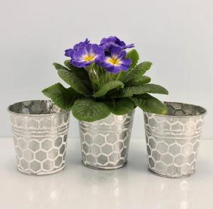 Online-Fuchs Blumentopf Runde silberne Blumentöpfe aus Metall mit Wabenmuster Kräutertopf (3er Set), Vintage-Art