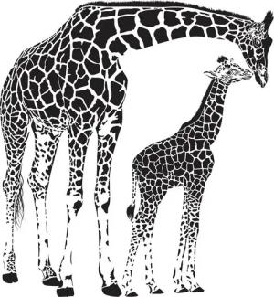 Wandtattoodesign Wandtattoo Wandaufkleber Giraffe Giraffenfamilie Mutter und Kind Sticker (1 St), Selbstklebend, rückstandlos entfernbar