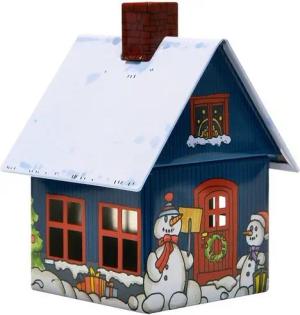 Crottendorfer Räucherhaus 2185, Weihnachtsabend, Motiv-Räucherhäuschen aus Metall für Standardräucherkerzen