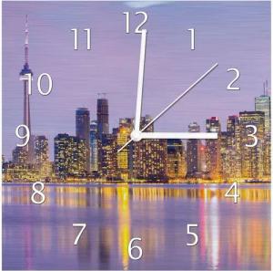 Wallario Wanduhr Toronto Skyline - Kanada am Abend (Aluverbunduhr)