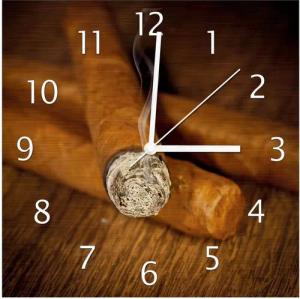 Wallario Wanduhr Zigarre am Abend (Aluverbunduhr)