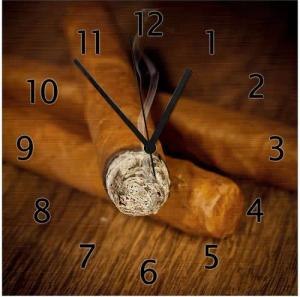 Wallario Wanduhr Zigarre am Abend (Aluverbunduhr)