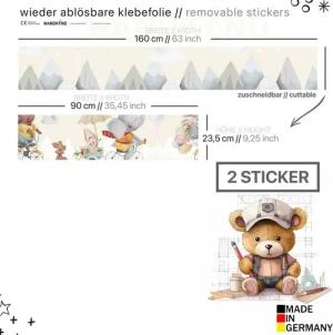 WANDKIND Wandtattoo Aufkleber für IKEA KURA Kinderbett fröhliche Tiere (Ohne Möbel) IKB504, wieder ablösbar