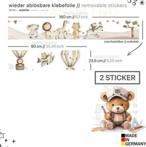 WANDKIND Wandtattoo Aufkleber für IKEA KURA Kinderbett Safaritiere (Ohne Möbel) IKB505, wieder ablösbar