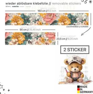 WANDKIND Wandtattoo Aufkleber für IKEA KURA Kinderbett Blumen (Ohne Möbel) IKB507, wieder ablösbar