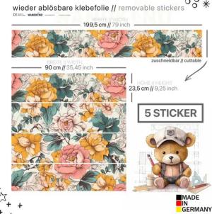 WANDKIND Wandtattoo Aufkleber für IKEA KURA Kinderbett Blumen (Ohne Möbel) IKB507, wieder ablösbar