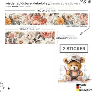 WANDKIND Wandtattoo Aufkleber für IKEA KURA Kinderbett Blumen (Ohne Möbel) IKB506, wieder ablösbar