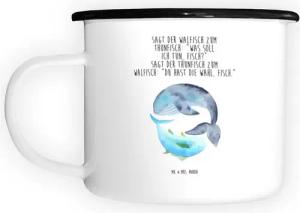 Mr. & Mrs. Panda Dekobecher Walfisch Thunfisch - Weiß - Geschenk, Tiere, Metall-Tasse, Wahl, lust (1 St), Einzigartiger Style