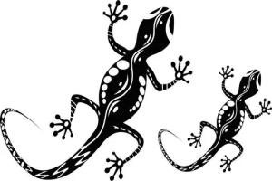 Wandtattoodesign Wandtattoo Wandaufkleber Aufkleber Gecko 2er Set verschiedene Farben, Selbstklebend, abwischbar
