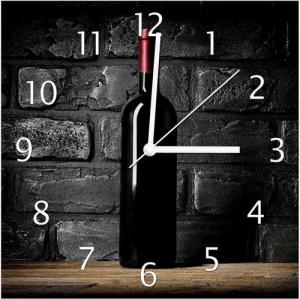 Wallario Wanduhr Rotwein-Flasche am Abend (Aluverbunduhr)