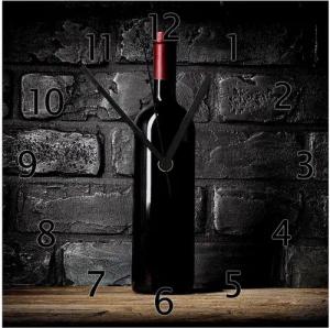 Wallario Wanduhr Rotwein-Flasche am Abend (Aluverbunduhr)