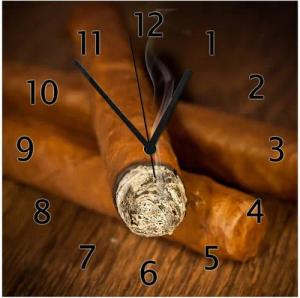 Wallario Wanduhr Zigarre am Abend (Glasuhr)