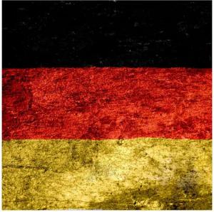 Wallario Tischplatte Verwitterte Deutschland-Fahne in schwarz rot gold (1 St), für Ikea Lack Tisch geeignet