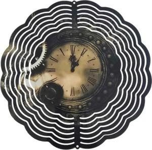 Ladreas Windspiel Edelstahl 3D Windspiel Windspinner 20cm Uhr Steampunk WI92