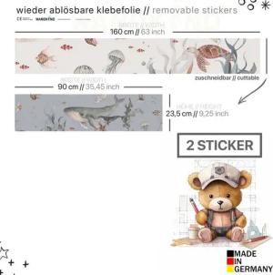 WANDKIND Wandtattoo Aufkleber für IKEA KURA Kinderbett Unterwasserwelt (Ohne Möbel) IKB513, wieder ablösbar