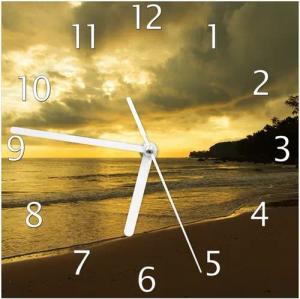 Wallario Wanduhr Badestrand auf den Malediven - Stille am Abend (Glasuhr)