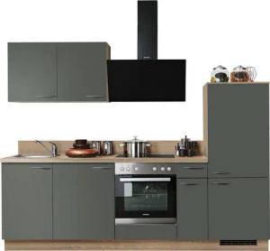 KOCHSTATION Küchenzeile KS-Scafa, vormontiert, mit höhenverstellbaren Füßen, vormontiert, wahlweise mit E-Geräten, mit Soft-Close, Breite 260 cm
