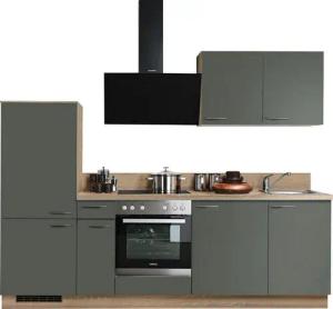 KOCHSTATION Küchenzeile KS-Scafa, vormontiert, mit höhenverstellbaren Füßen, vormontiert, wahlweise mit E-Geräten, mit Soft-Close, Breite 260 cm